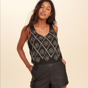 HOLLISTER EMBELLISHED STRAPPY BACK TANK TOP